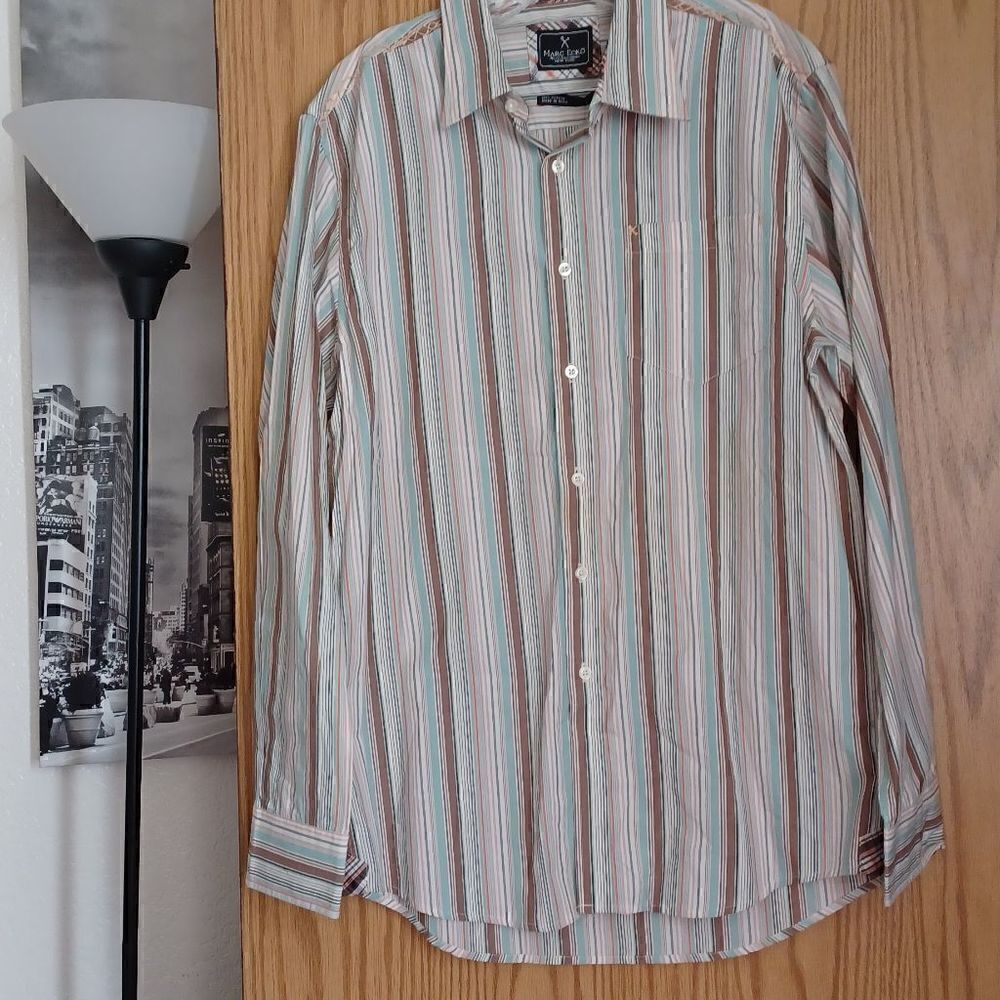 Marc Ecko Long Sleeve Multicolor Stripe Button down Shirt NWT size L